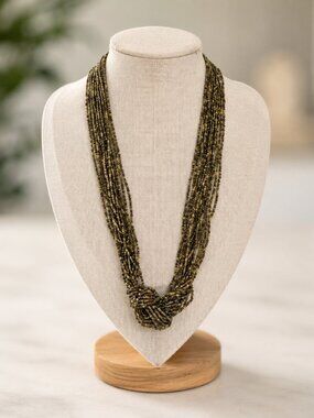 Vintage Multi strand green and gold Necklace
